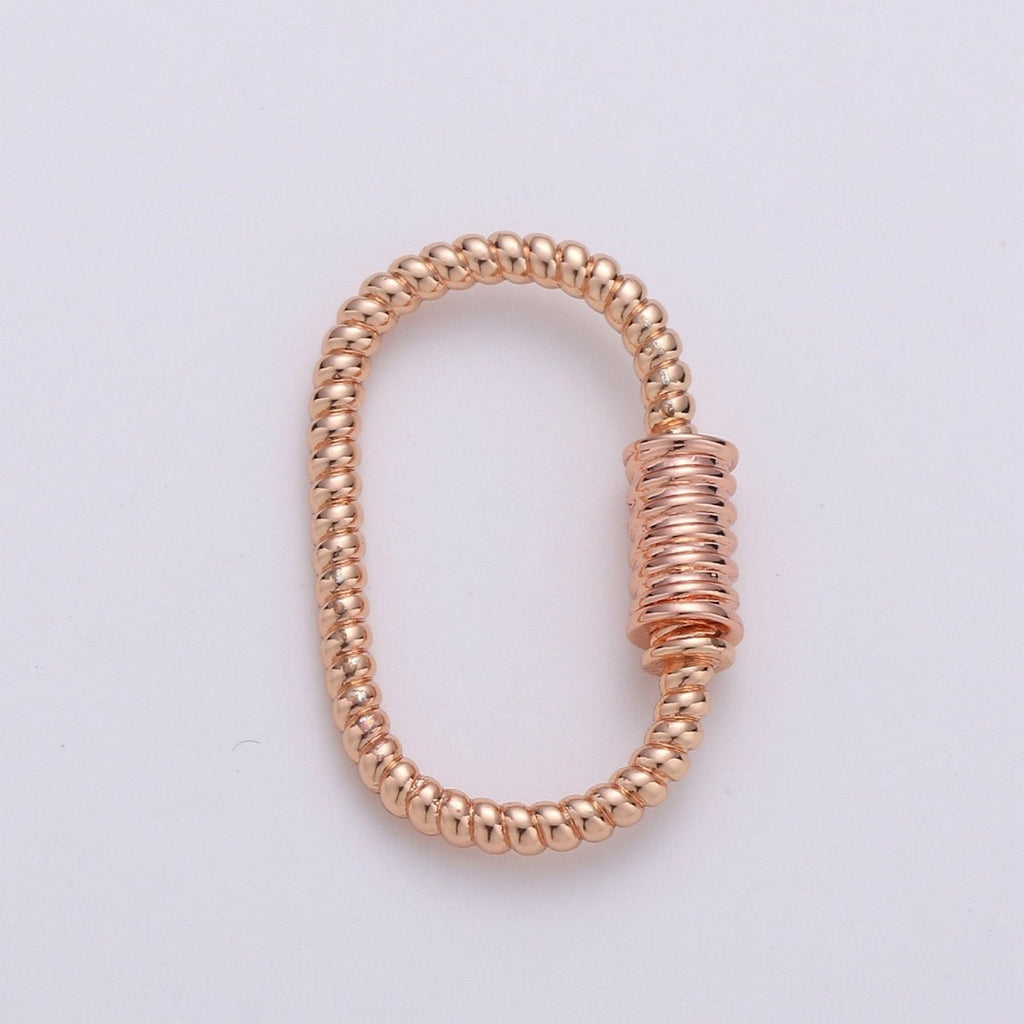 Oval Rope Style Carabiner Screw Clasp for Necklace Connector Jewelry Supply in Gold / Silver / Black / Rose Gold 25x16mm, K-474 - DLUXCA
