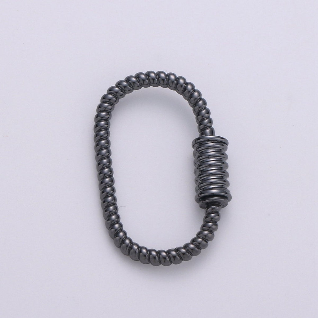 Oval Rope Style Carabiner Screw Clasp for Necklace Connector Jewelry Supply in Gold / Silver / Black / Rose Gold 25x16mm, K-474 - DLUXCA