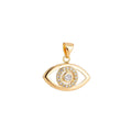 Overstock 18K Gold plated Evil Eye Charm w/ Crystal Cubic Zirconia for Necklace Pendant Earring Bail Dangle Findings for Jewelry Making H-294 - DLUXCA