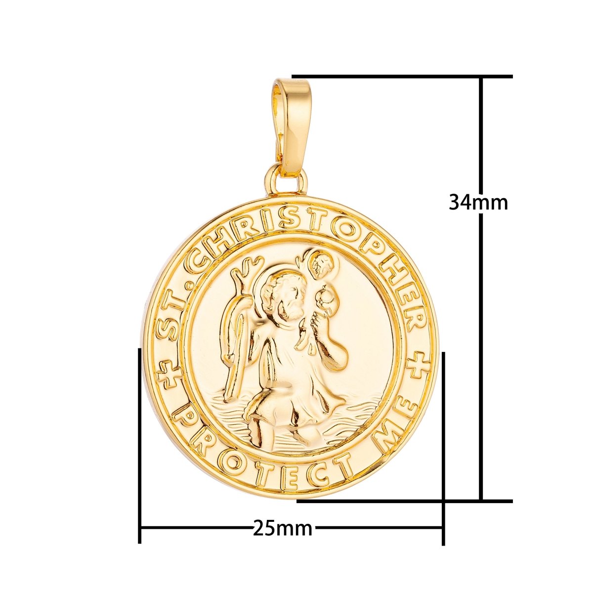 Overstock Pricing 24k Gold plated Saint Christopher Medal Pendant for Protection Protect us Religious Amulet charm for Necklace Jewelry Making H-213 - DLUXCA