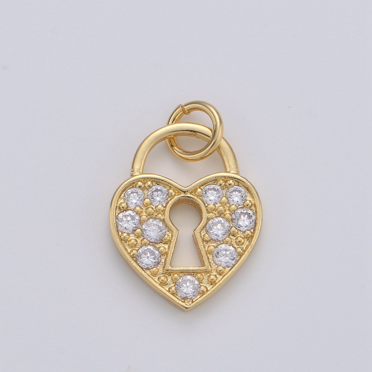 Padlock cubic with Heart Pendant, Lock charms, Jewelry making Bracelet Earring necklace supplies in 14k gold plated D-198 - DLUXCA