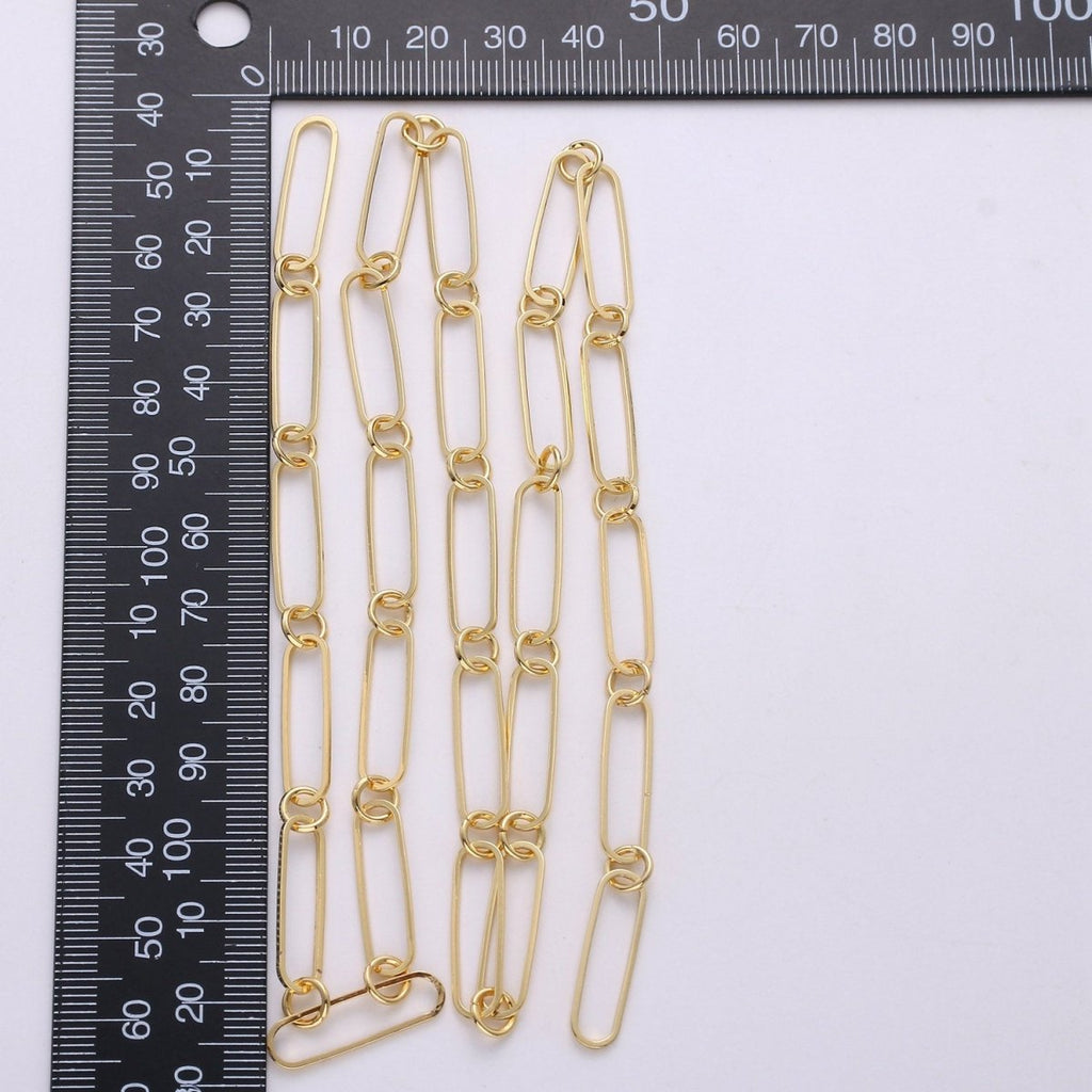 PAPER CLIP chain With Dainty cable ROLO Chain Necklace 5X20mm, 24K Gold plated Nickel Free, Unfinished Link Chain For Jewelry Supply Component | ROLL-281 Clearance Pricing - DLUXCA