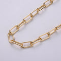 Paperclip Chain Necklace, 16K Gold plated Paper Clip Chain 7.5x16.5mm, Nickel Free Unfinished Link Chain | ROLL-272 Clearance Pricing - DLUXCA