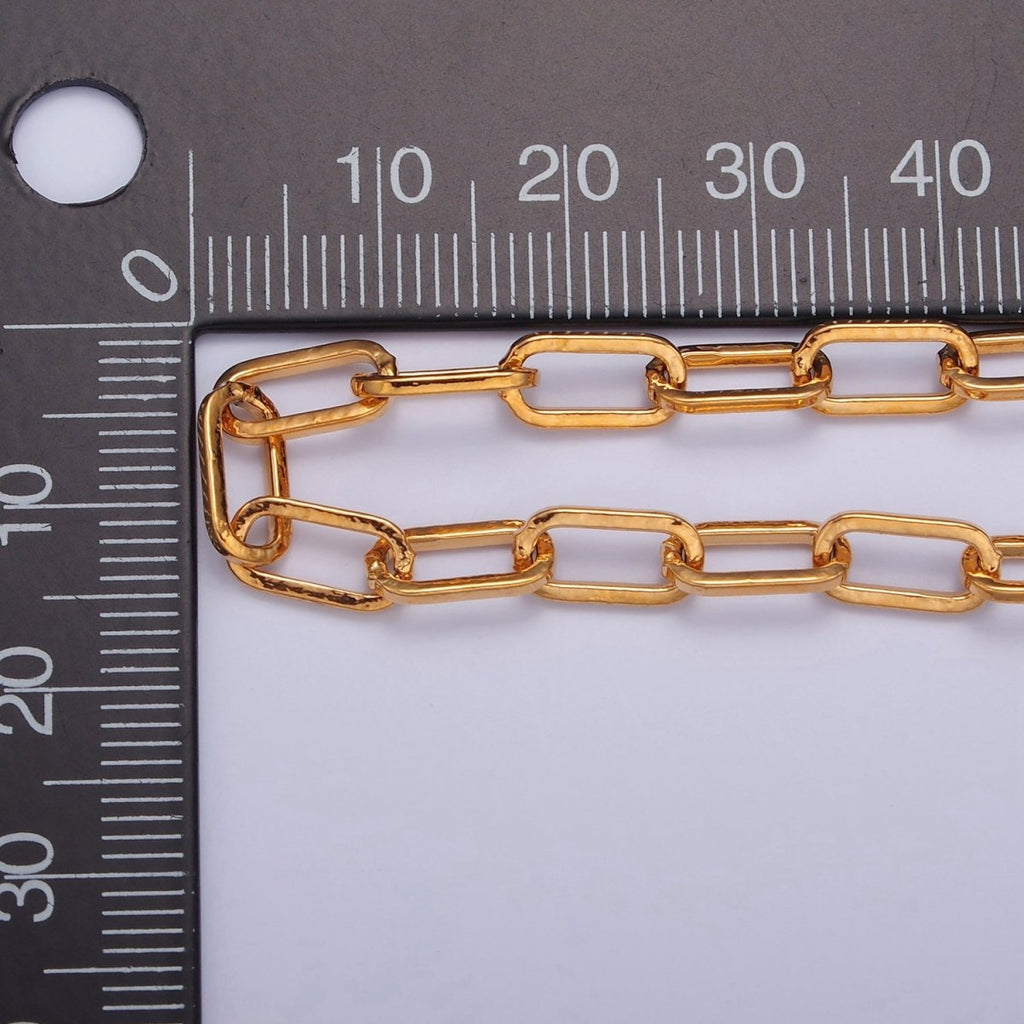 PaperClip Unfinished Chain, 10mm x 5mm, 24k Gold plated Chain 19.5 inch long | WA-1382 Clearance Pricing - DLUXCA