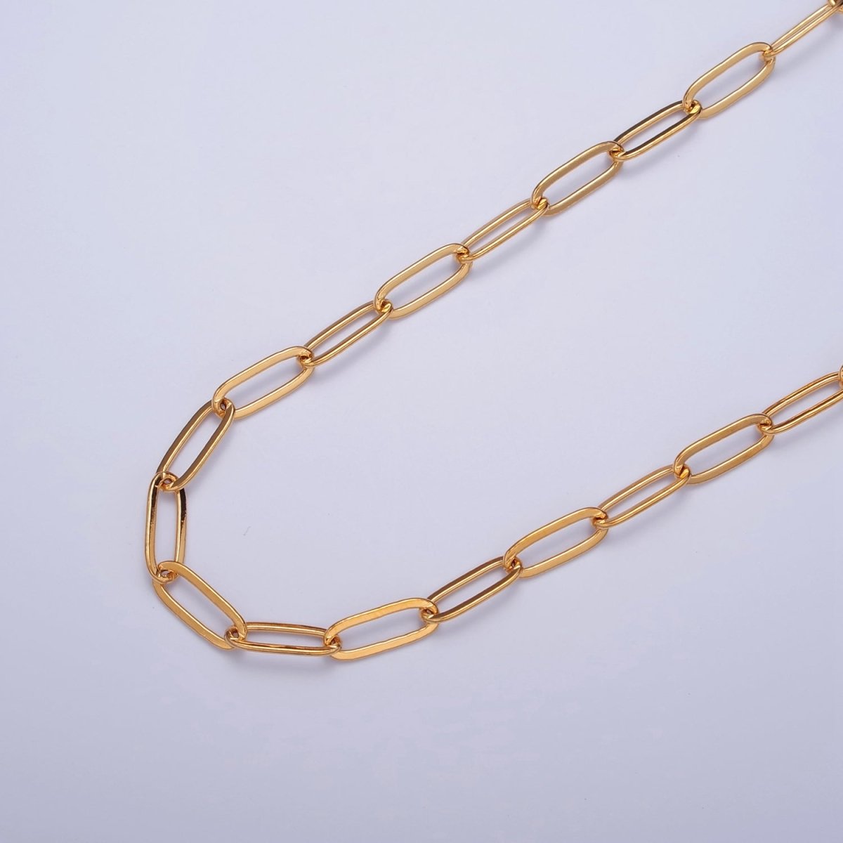 PaperClip Unfinished Chain, 12mm x 4.5mm, 24k Gold plated Chain 19.5 inch long | WA-1385 Clearance Pricing - DLUXCA