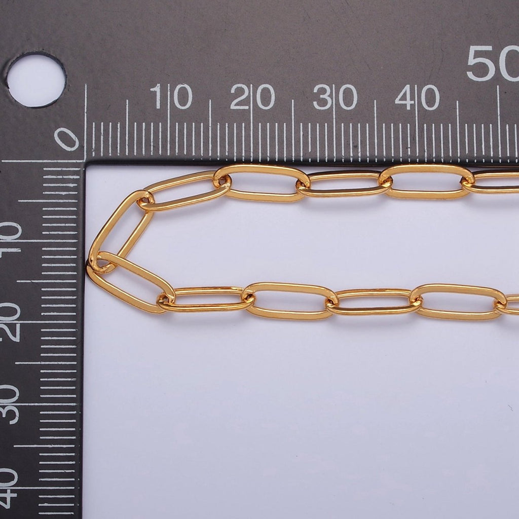 PaperClip Unfinished Chain, 12mm x 4.5mm, 24k Gold plated Chain 19.5 inch long | WA-1385 Clearance Pricing - DLUXCA