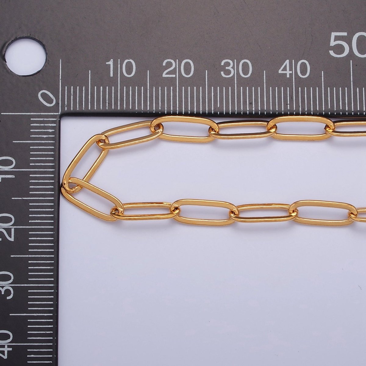 PaperClip Unfinished Chain, 12mm x 4.5mm, 24k Gold plated Chain 19.5 inch long | WA-1385 Clearance Pricing - DLUXCA