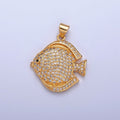 Pave King Dory Fish Charms, Tropical Fish Charm, Jewelry Making, Craft Supplies 14k Gold plated Pendant I-215 I-221 I-222