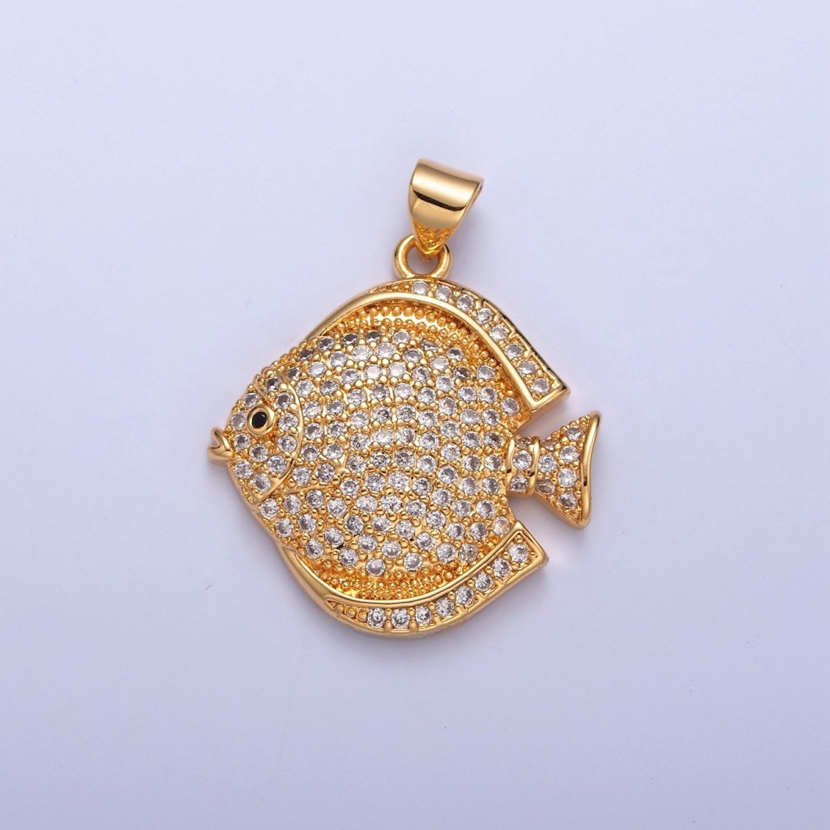 Pave King Dory Fish Charms, Tropical Fish Charm, Jewelry Making, Craft Supplies 14k Gold plated Pendant I-215 I-221 I-222