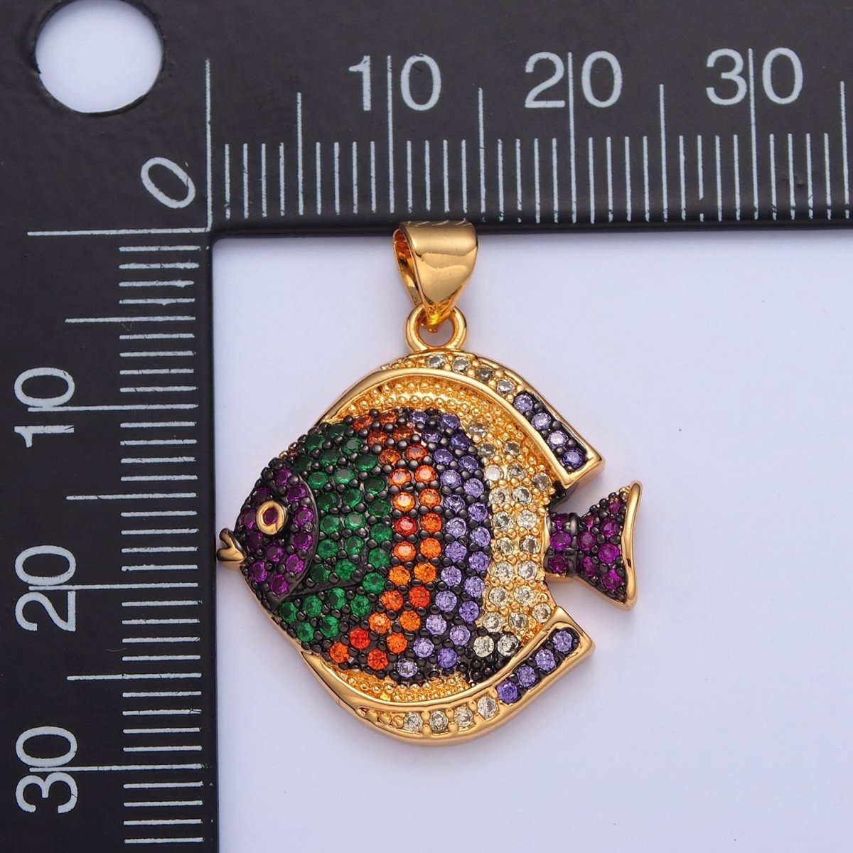Pave King Dory Fish Charms, Tropical Fish Charm, Jewelry Making, Craft Supplies 14k Gold plated Pendant I-215 I-221 I-222
