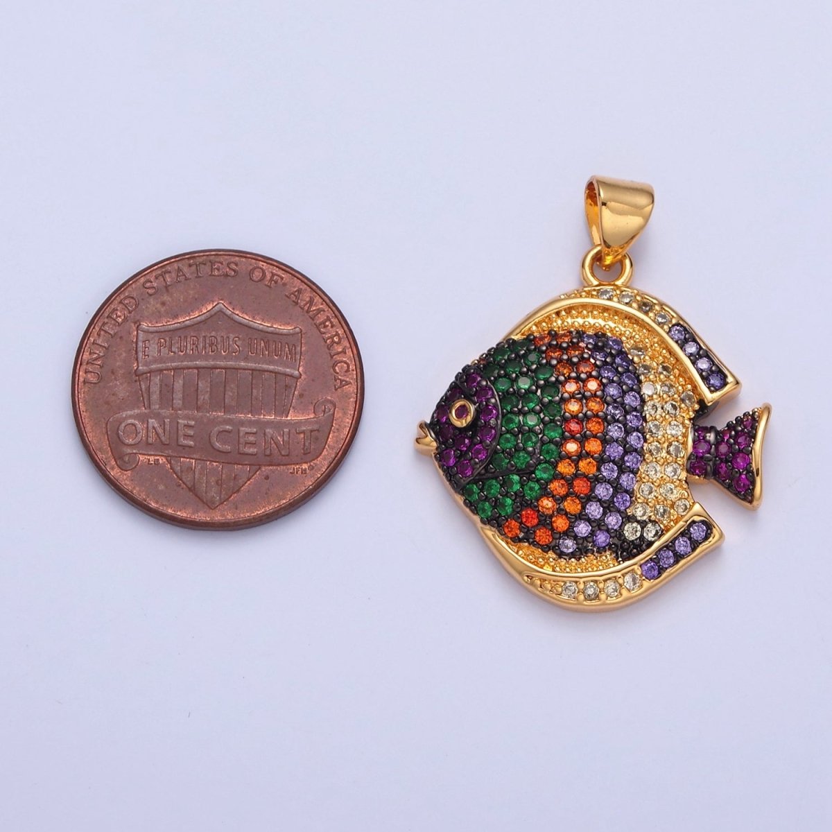 Pave King Dory Fish Charms, Tropical Fish Charm, Jewelry Making, Craft Supplies 14k Gold plated Pendant I-215 I-221 I-222