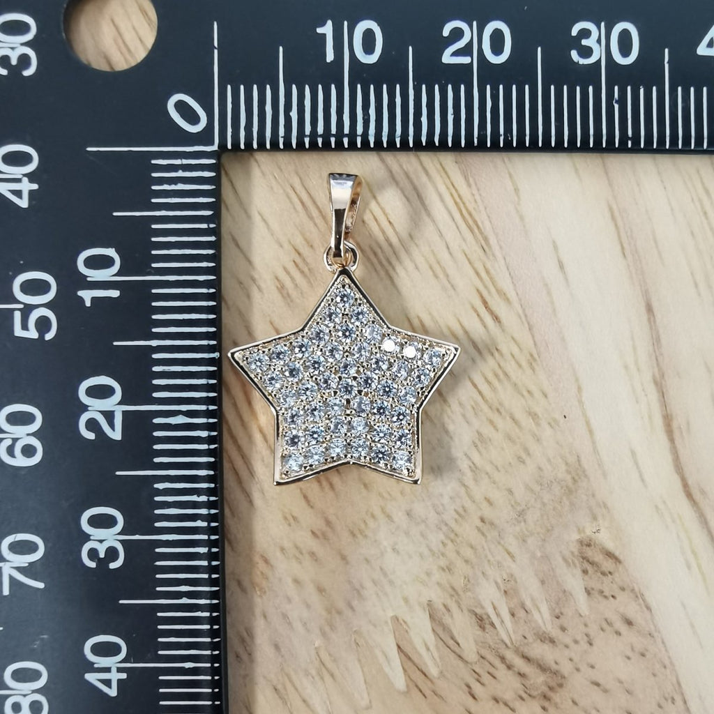 Pave Rhinestone 24K Gold-plated Star Charm I-832 - DLUXCA
