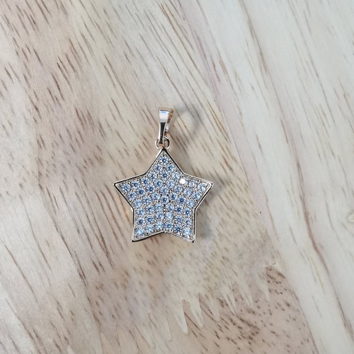 Pave Rhinestone 24K Gold-plated Star Charm I-832 - DLUXCA