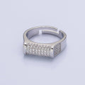 Pave Signet Ring Diamond CZ Micro Pave Signet Ring in 16K Gold plated Adjustable Ring O-1555 O-1556 - DLUXCA