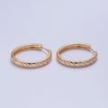 Pave Stripes Gold Hoop Earring T-434 - DLUXCA