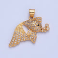 Pave Tropical Fish Charms, Gold Fish Charm, Jewelry Making, Craft Supplies 14k Gold plated Pendant I-207 I-209 I-212
