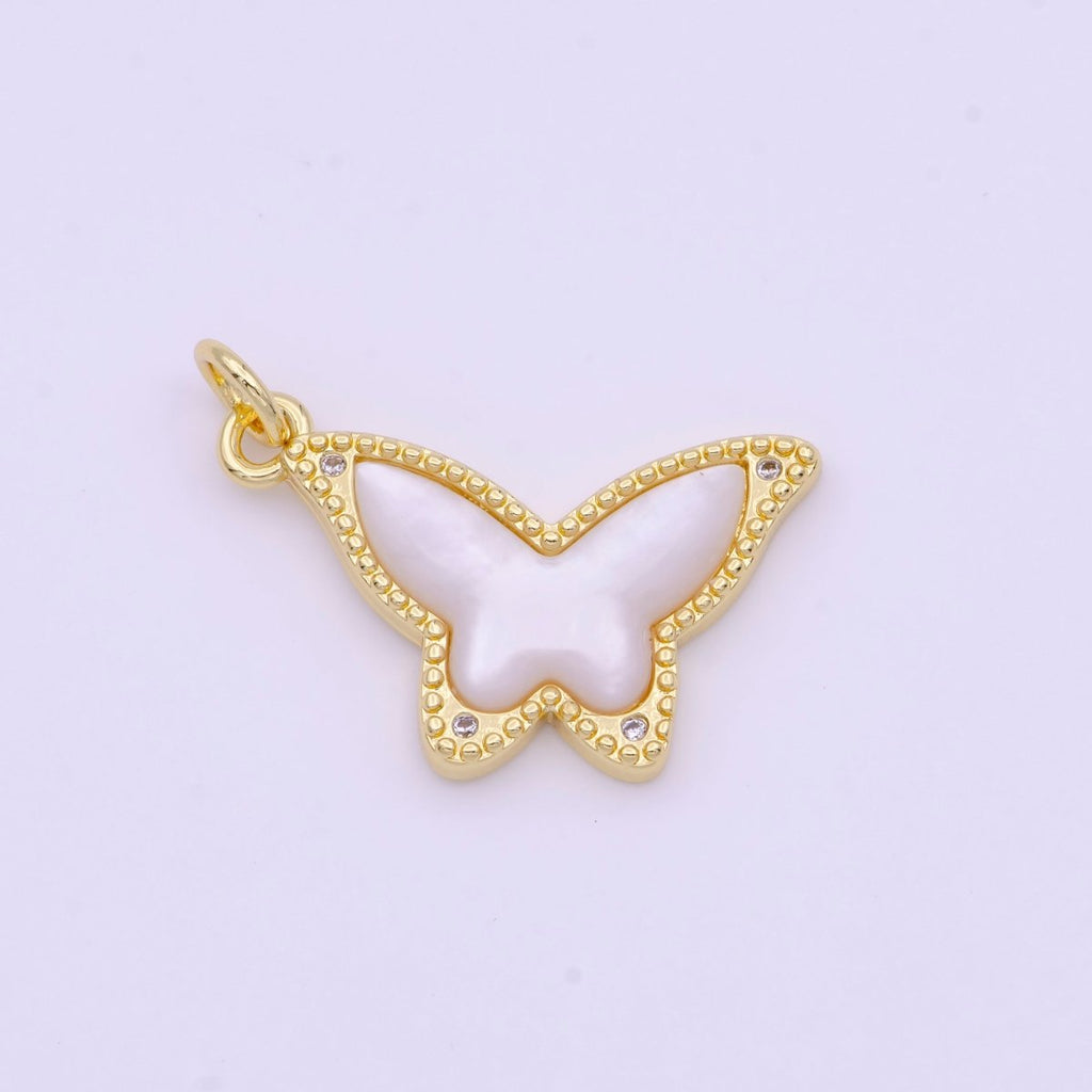 Pearl Butterfly Mariposa Dotted Gold Charm | I923 - DLUXCA