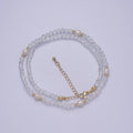 Pearl with Clear Glass Beaded Necklace, Clear Faceted Rondell Beads Necklace | WA-610 Clearance Pricing - DLUXCA