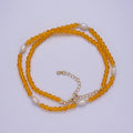 Pearl with Orange Glass Beaded Necklace, Orange Faceted Rondell Beads Necklace | WA-605 Clearance Pricing - DLUXCA