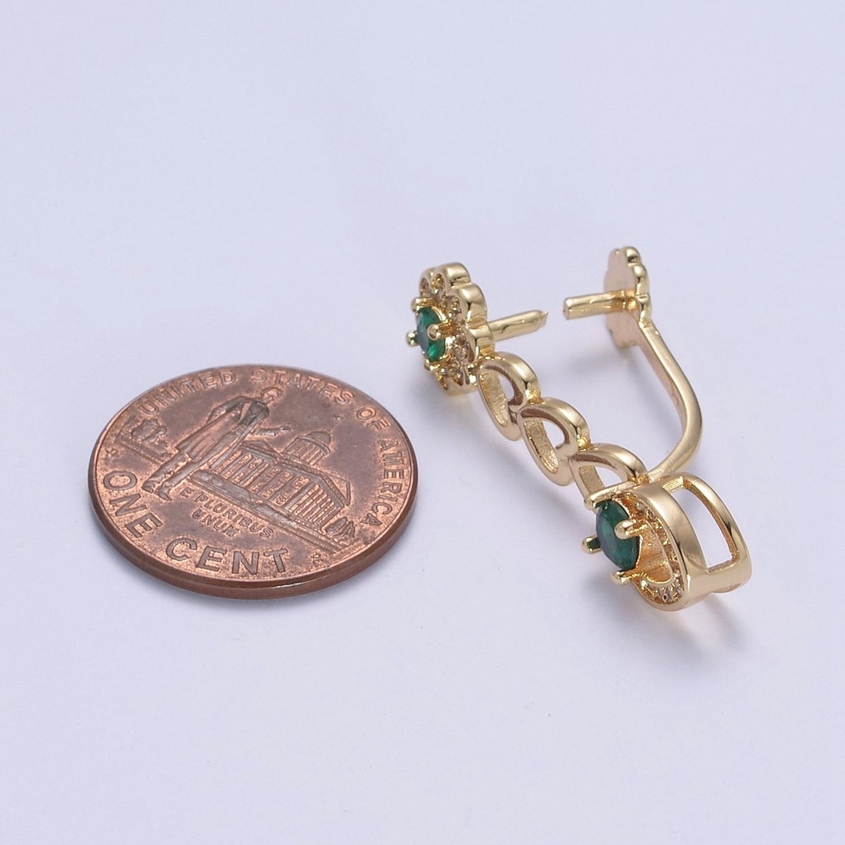Pinch Bail, Nickel Free, 31.3x7.5mm, Pendant bail, 16K gold plated brass Jewelry Gold bail, Charm bail, Ice pick with Micro Pave CZ Stone L-649 L-650 - DLUXCA