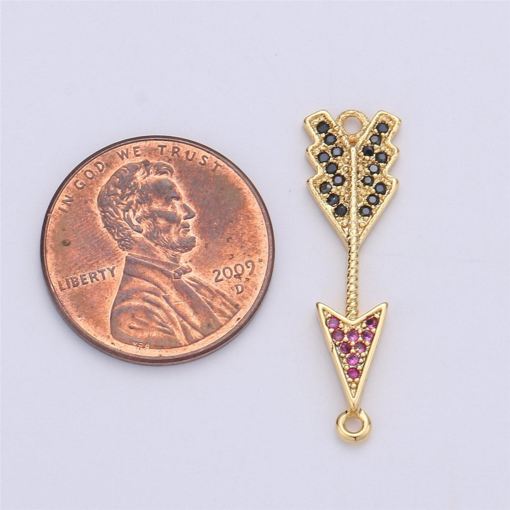 Pink Cubic Charm Connector Gold Arrow Bracelet Connector F-335 - DLUXCA