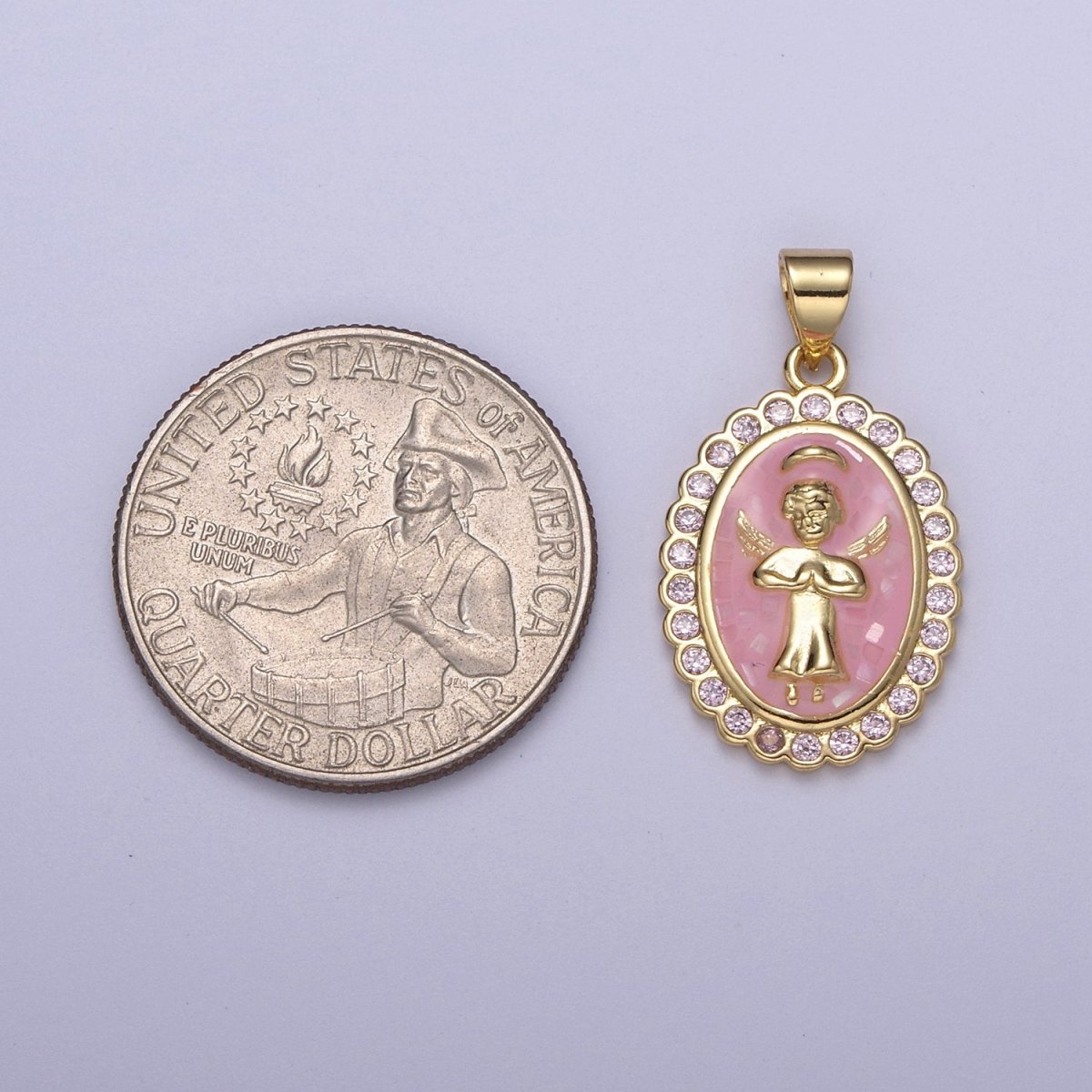 Pink Guardian Angel Charm Necklace Bracelet, Guardian Angel Wish Necklace Bracelet Supply H-547 - DLUXCA