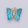 Pink Mariposa Butterfly Charm Acrylic Butterfly Charm Glass Pendant for Necklace Earring Bracelet Component in 14k Gold plated Tarnish Free D-520 - D-524