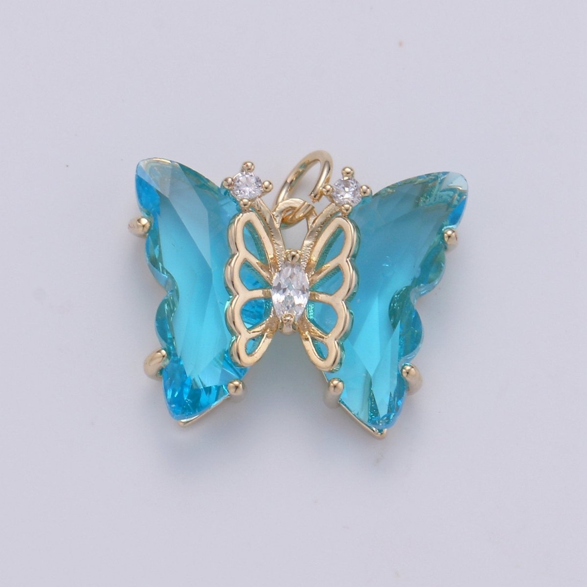 Pink Mariposa Butterfly Charm Acrylic Butterfly Charm Glass Pendant for Necklace Earring Bracelet Component in 14k Gold plated Tarnish Free D-520 - D-524