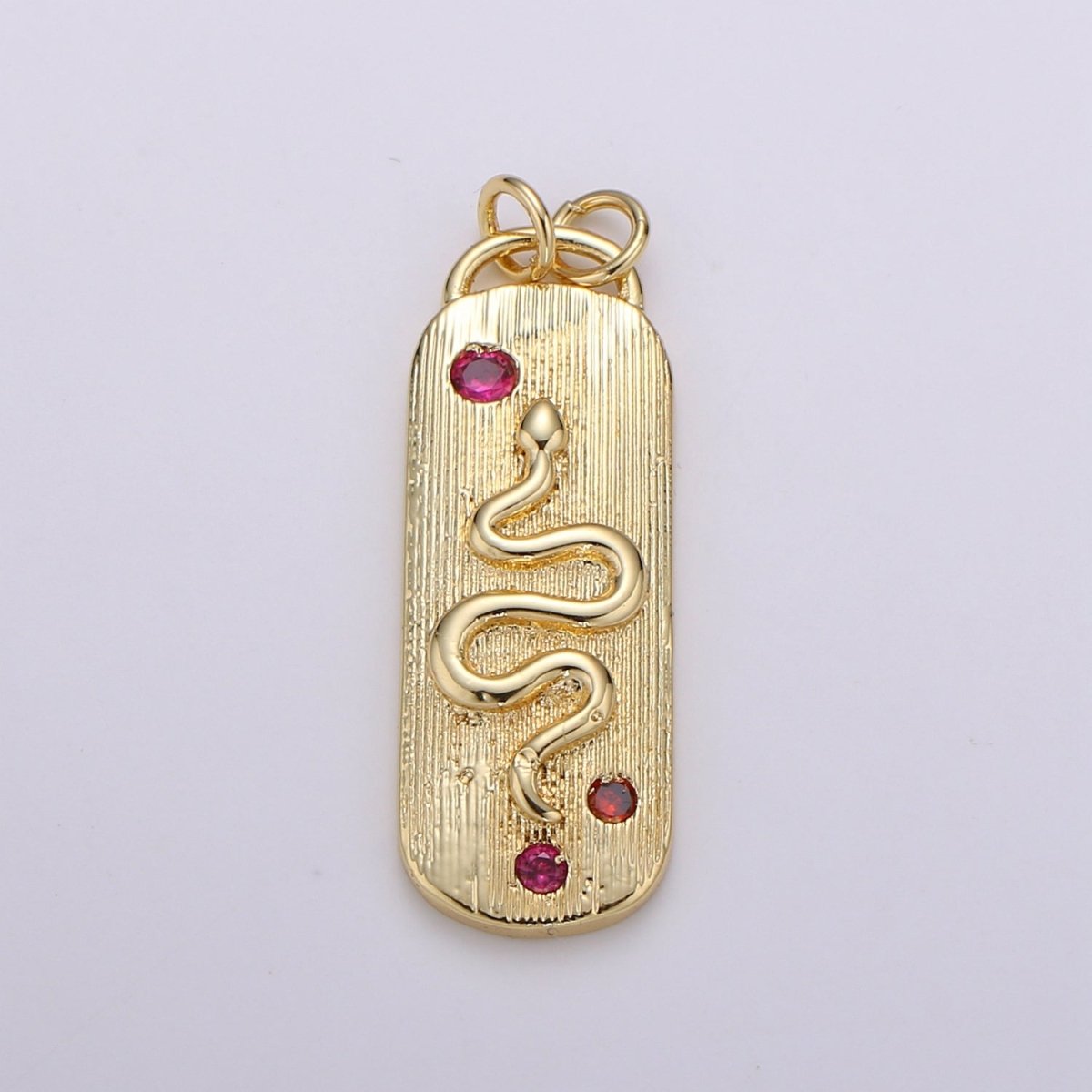 Pink Micro Pave Snake charm, Gold plated Snake Charm, Animal Charm Gold Serpent Charm Necklace Pendant Finding for Jewelry Making Supply D-905 - DLUXCA