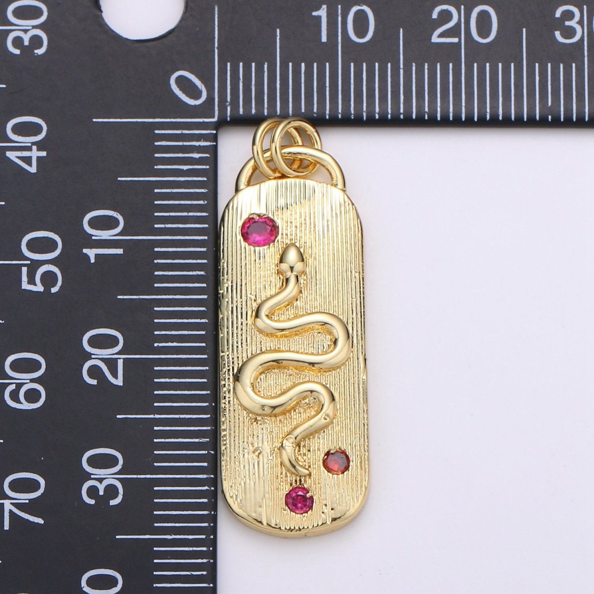 Pink Micro Pave Snake charm, Gold plated Snake Charm, Animal Charm Gold Serpent Charm Necklace Pendant Finding for Jewelry Making Supply D-905 - DLUXCA