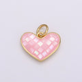 Pink Shell Opal Dainty 15mm Heart Gold Charm | D-341 - DLUXCA