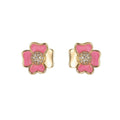 Pink/White Flower Petal Stud Earrings CZ Beauty Floral Nature Theme Daily Wear Earring Jewelry P-192~P-193