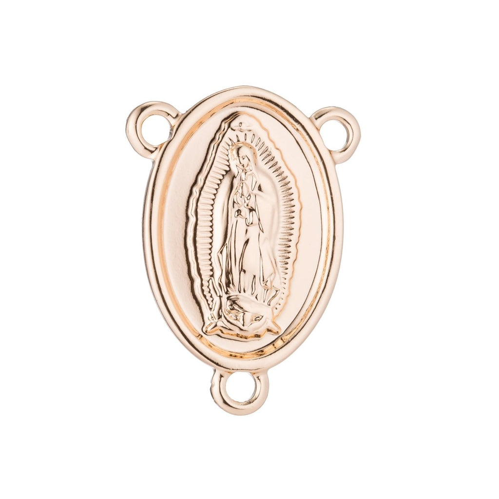 Pinky Gold plated Rosary Centerpiece, Sacred Heart, Rosary Center, Rosary Making Supplies, Necklace Pendant, Findings for Jewelry Making F-187 - DLUXCA