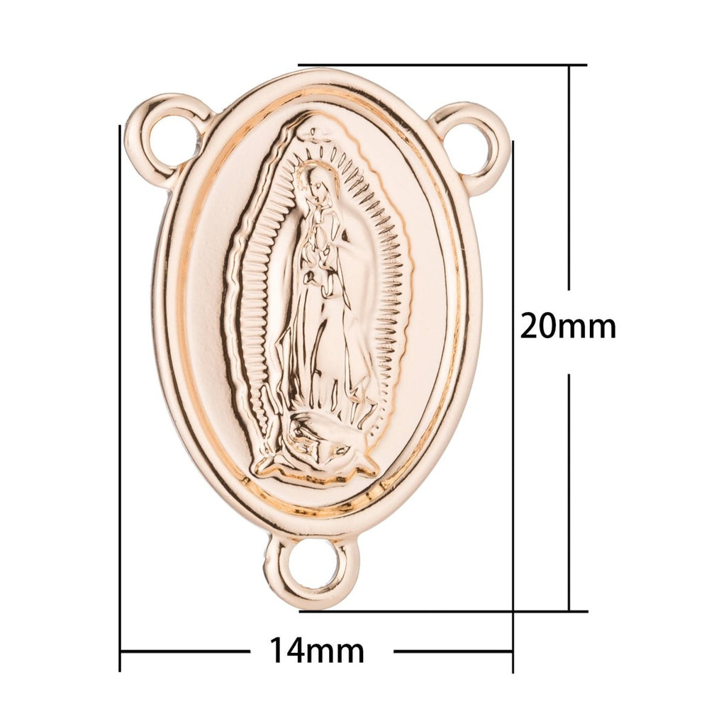 Pinky Gold plated Rosary Centerpiece, Sacred Heart, Rosary Center, Rosary Making Supplies, Necklace Pendant, Findings for Jewelry Making F-187 - DLUXCA