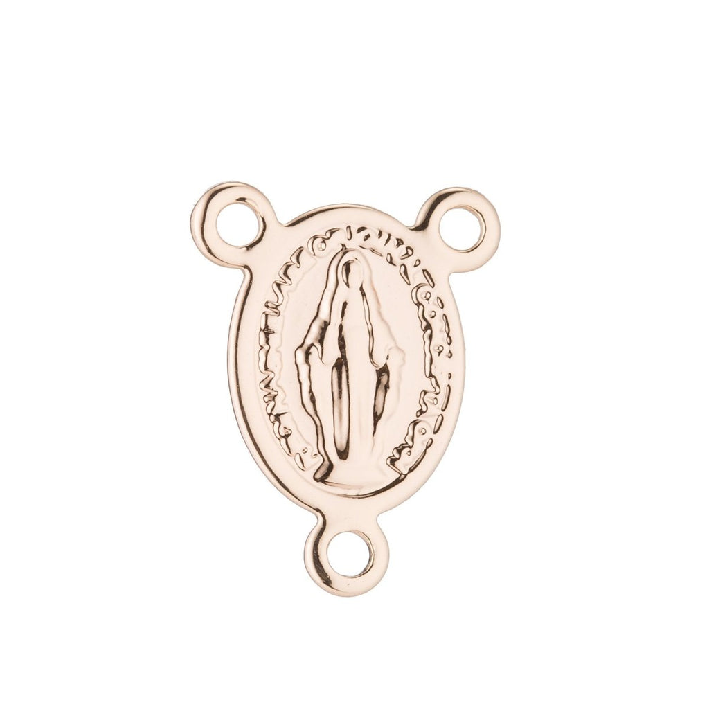 Pinky Gold Miraculous lady Rosary Centerpiece, Immaculate Heart Mary, Rosary Making Supply, Necklace Pendant, Findings Jewelry Making F-205 - DLUXCA