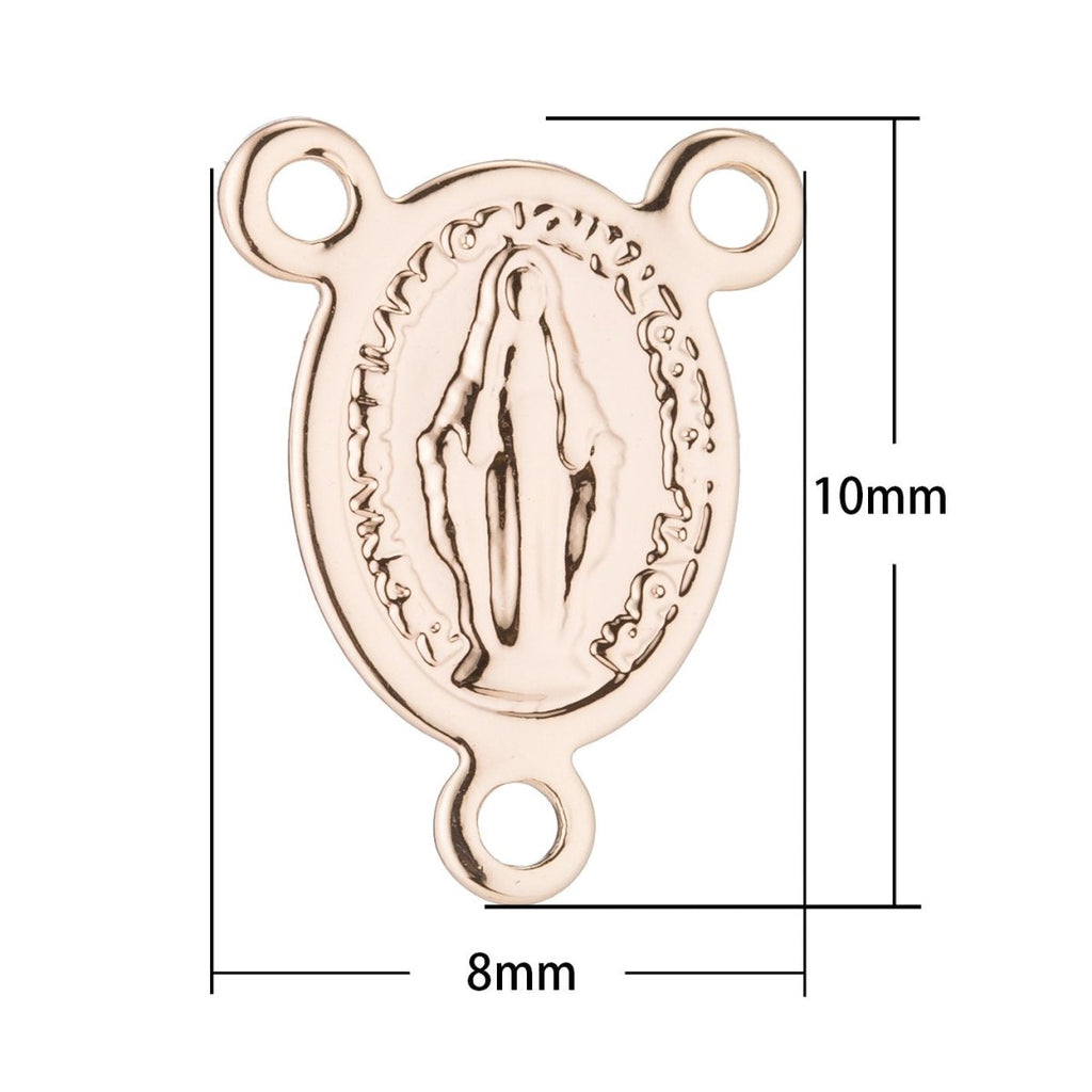 Pinky Gold Miraculous lady Rosary Centerpiece, Immaculate Heart Mary, Rosary Making Supply, Necklace Pendant, Findings Jewelry Making F-205 - DLUXCA