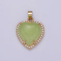 Puffy Heart Light Green Oval Lucky jade pendant Drop Charm for Necklace W-647 W-648 - DLUXCA