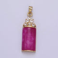 Purple Jade Pendant Vintage Design Micro Pave Silver Drop Charm for Necklace W-634 W-635