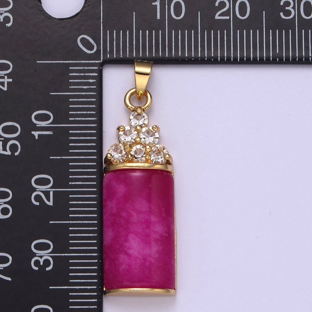 Purple Jade Pendant Vintage Design Micro Pave Silver Drop Charm for Necklace W-634 W-635