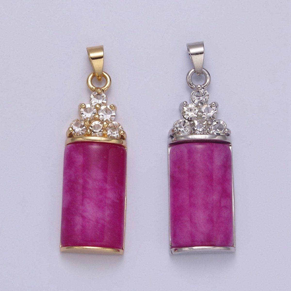 Purple Jade Pendant Vintage Design Micro Pave Silver Drop Charm for Necklace W-634 W-635