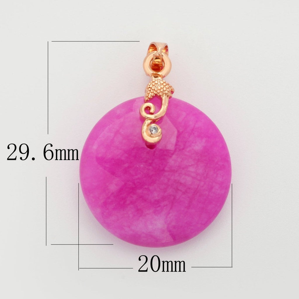 Purple Round Jade Stone For Necklace Pendant O-251 - DLUXCA