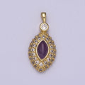 Purple Tiger Eye Pendant Eye Charm with Lavender Cubic Zirconia for Necklace H-340 - DLUXCA