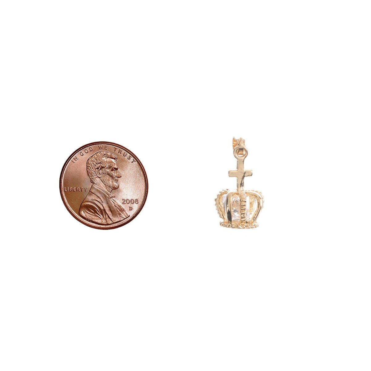 Queen Crown charm with Cross Pendant on top Queen Crown charm in Gold plated for Necklace Earring Jewelry Making H-737 - DLUXCA
