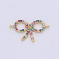 Rainbow Bow Charm Colorful Cubic Charm Connector Gold Bow Bracelet Necklace Earring Component F-336 - DLUXCA
