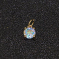 Rainbow Circle CZ Pendant, Opalescent CZ Charm, Aurore Boreale Cubic Zirconia charm, Jewelry Gold plated E-919 - DLUXCA