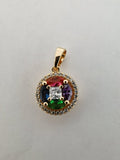 Rainbow Crystal Gold plated Round Pendants I-720 - DLUXCA