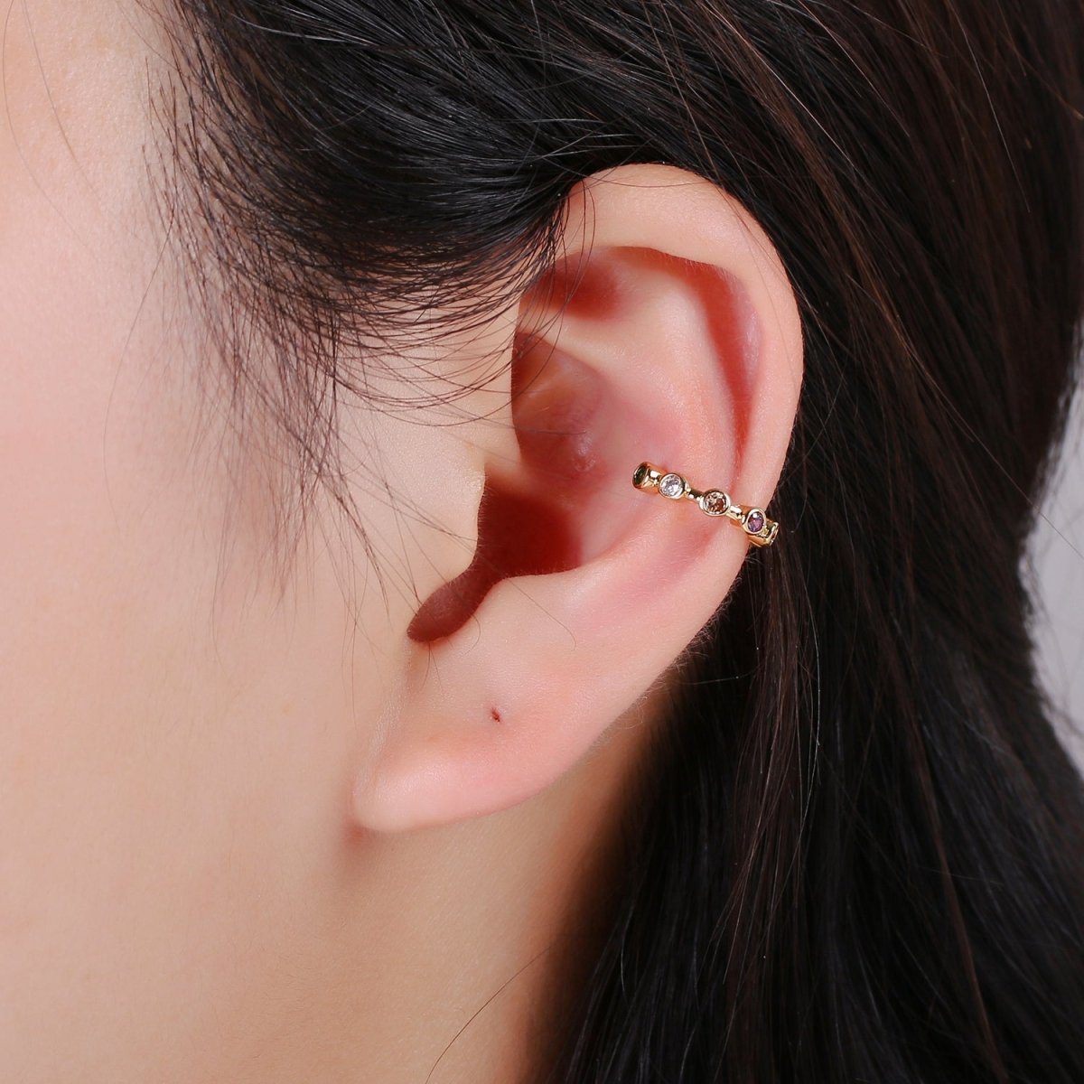 Rainbow Dots Gold plated Earcuffs AI-092 - DLUXCA