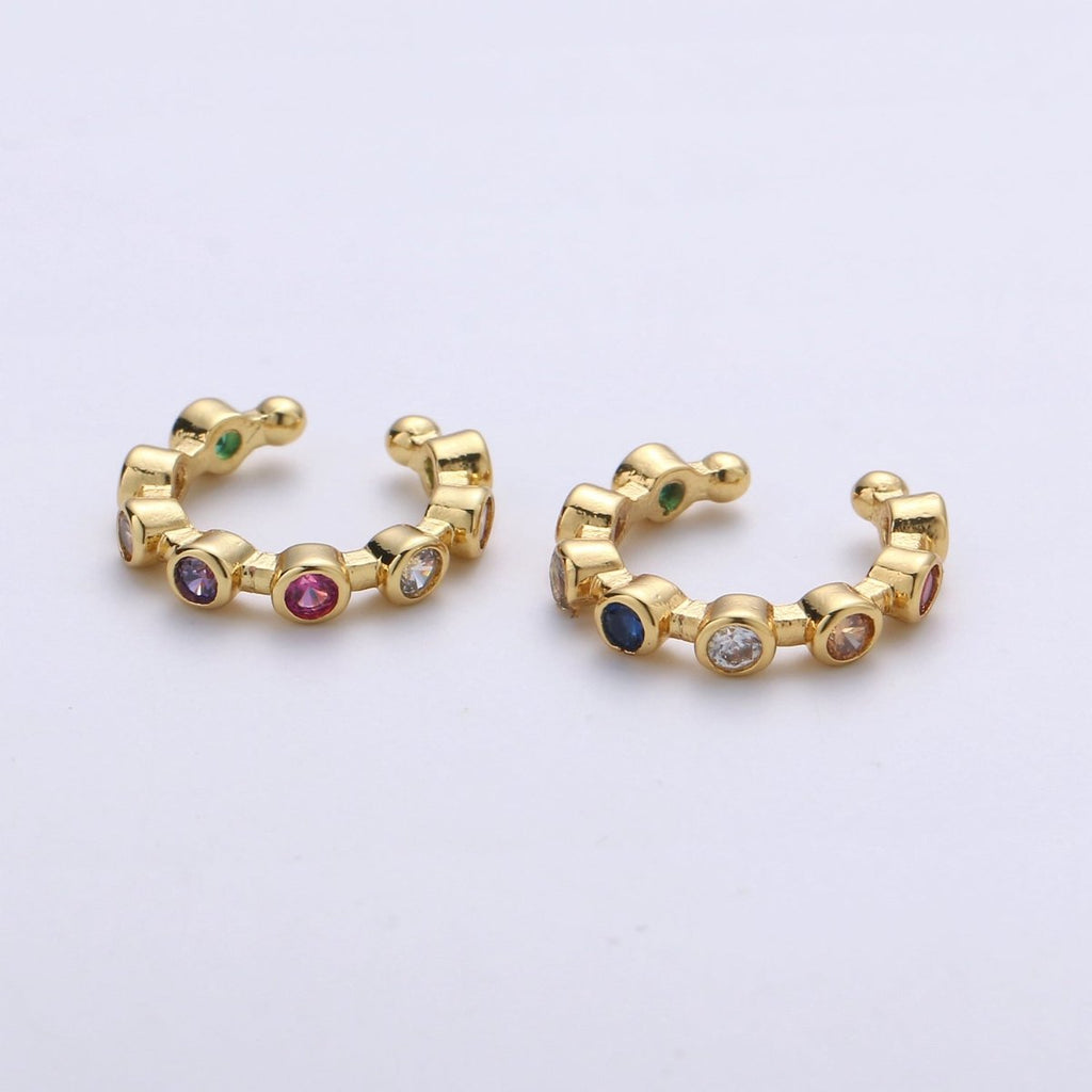 Rainbow Dots Gold plated Earcuffs AI-092 - DLUXCA