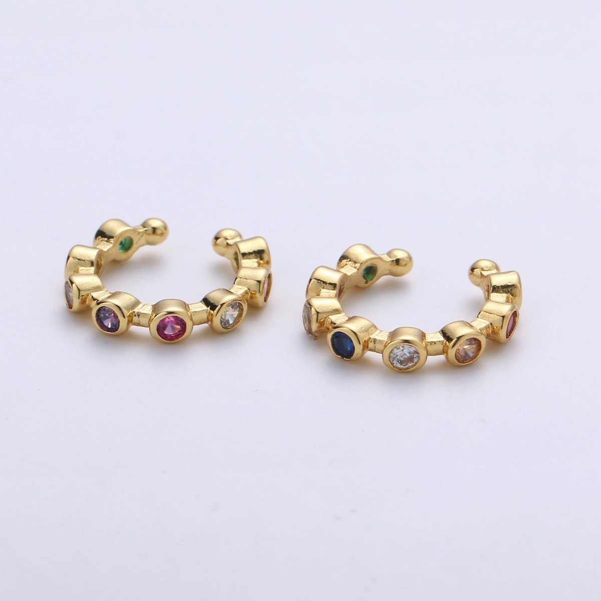 Rainbow Dots Gold plated Earcuffs AI-092 - DLUXCA