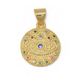 Rainbow Evil Eye Gold plated Circle Protection Amulet Pendants J-896 - DLUXCA